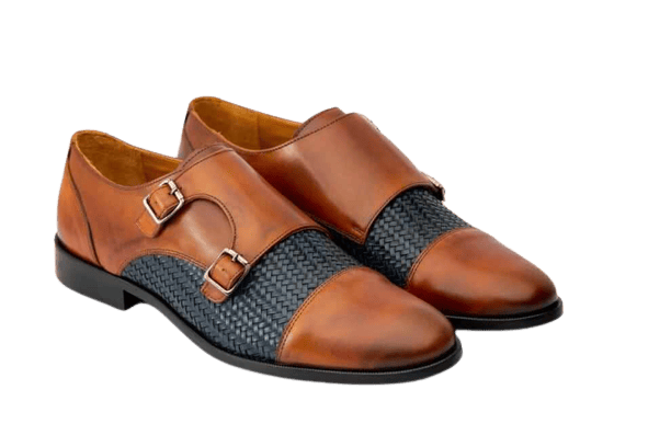 HILL BIRD Spite Premium tan Handpainted Monkstrap Leather Shoes