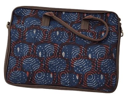 Nirjhari Crafts Leather and Fabric Laptop Bag