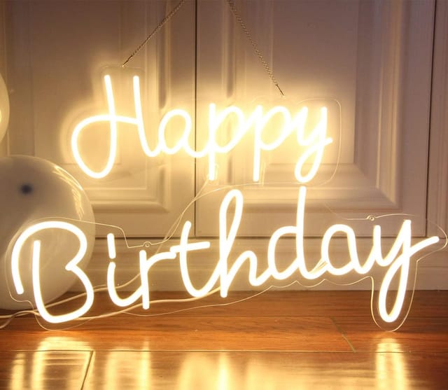 Happy Birthday (18x24 inches) Neon Sign/Lights Neon LED Light, Decorative  Light for Room, Bedroom, Party and Bar (Warm White)