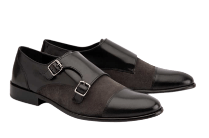 HILL BIRD Vilon Black & Brown Monkstrap Shoes