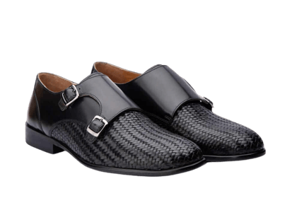 HILL BIRD Zyss Black Premium Monkstrap Leather Shoes