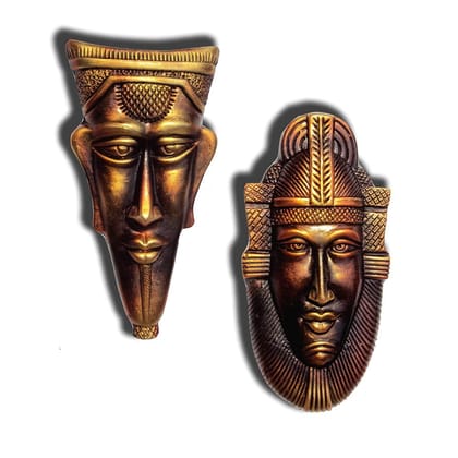 New Life Terracotta Wall Hanging Home Decorative Mask (Gold_12.5 x 7.5 x 1 Inch)