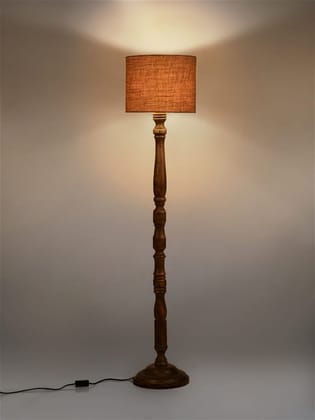 Dark Brown Floor Lamp With Brown Jute Shade