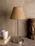 Metal Table Lamp With Brown Jute Shade