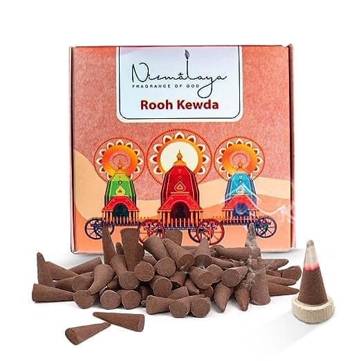 Nirmalaya Rooh Kewda Incense Cones | Incense Cones for Pooja Recycled Flowers | Organic Dhoop Cones (40 Units)