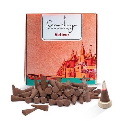 Nirmalaya Vetiver Incense Cones | Incense Cones for Pooja Recycled Flowers | Organic Dhoop Cones (40 Units)