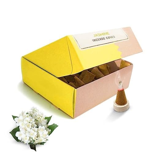 Nirmalaya 100% Natural Jasmine Incense Cones (Dhoop) | Incense Cones (40 Units) | Dhoop Cones for Pooja | Incense Cones for Fragrance