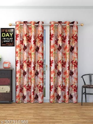 LV Lifestyle Newlook Polyester Door curtains (4 ft X 7 ft) pack of 2