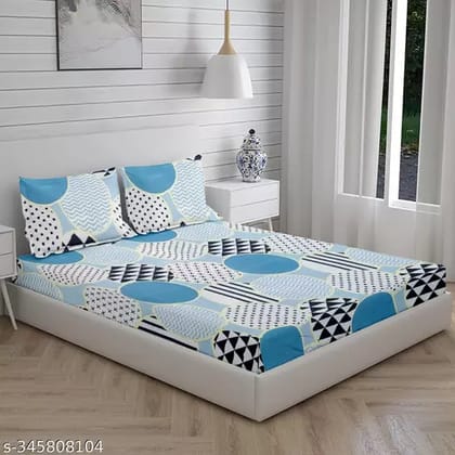 Premium Elastic (All round Elastic Fitted) Double Size Bedsheet With 2 Pillow Covers , SIZE - 72X78 inches