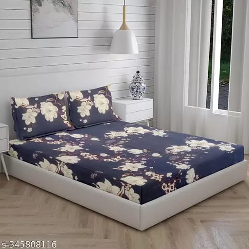 Premium Elastic (All round Elastic Fitted) Double Size Bedsheet With 2 Pillow Covers , SIZE - 72X78 inches