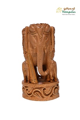 SANDALWOOD 4 INCH ELEPHANT WITH BABY