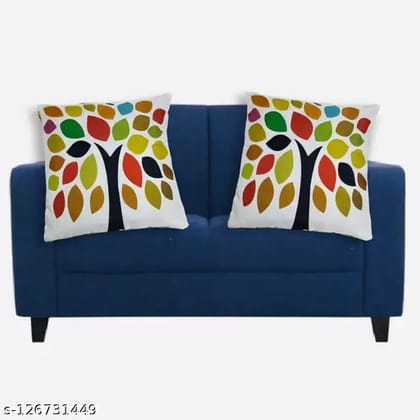 BALLEY Printed Multicolored Jute/Cotton Cushion Cover/Pillows for Sofa | Set of 2 24 x 24 Inch or 60 x 60 cm Square Pillow Covers for Sofa, Chair & Hotel Décor, Easy Washable Fabric | (Tree Colorful)