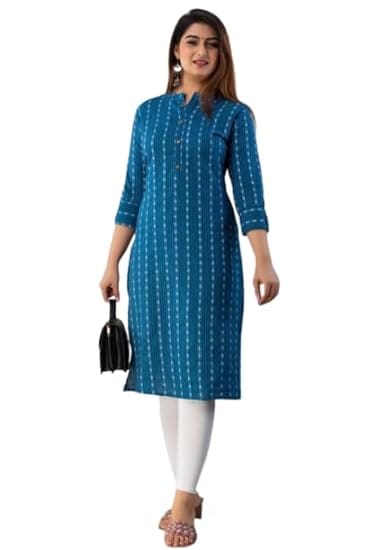 Blue A-Line Printed Kurti