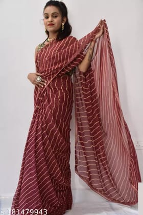 FARGIN ANUSHKA SAREE (LEHARIYA SAREE) WITH BLOUSE COLOUR-MAROON WITH BLOUSE PIECE