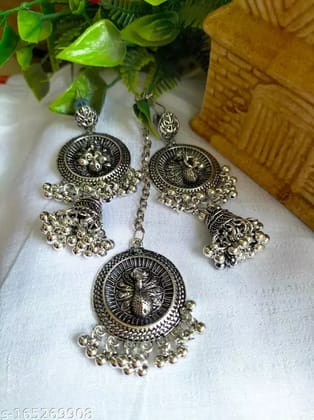 Buy PBM CREATIONS Oxidised Silver Necklace And Earring Set For Baby Girls,  Women Online at Best Prices in India - JioMart.