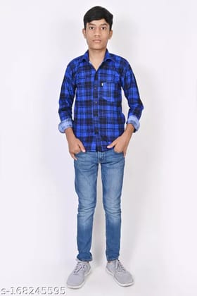 Pure Cotton Full sleev checked  shirt for boy's