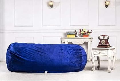 ink craft 6ft Bean Bag Chair, Velvet Jumboo Size Beanbag Cover Without Shredded Foam for Office Home Bedroom (Blue)