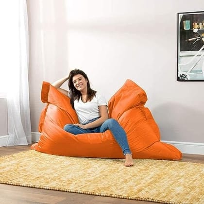 ink craft Vibrant Comfort Square Bean Bag Cover Without Beans, Ideal for Home, Office, and Bedroom – Stylish Seating in a Contemporary Orange Hue.