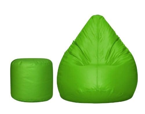 ink craft Green Comfort Duo 2XL Bean Bag Chair with Stool Cover - Complete Set for Office, Home, Bedroom, Living Room Comfort (Beans not Included)