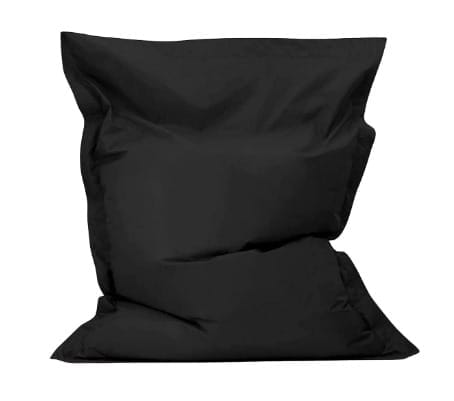 INK CRAFT Extra-Large Square Black Faux Leather and Canvas Bean Bag Cover, Modern Seating for Stylish and Comfortable Living in Home, Office, or Lounge Spaces