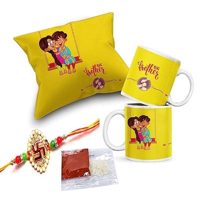 Delberto Rakhi Rakhi for Brother Most Awesome Bro Printed Mug Gift Set of Mug 330ml Gift Best Rakhi Gift for Brother Rakhi for Brother (Most Awesome BRO-Mug-Rakhi-Card)