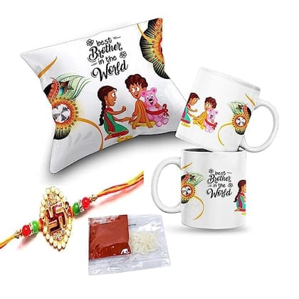 Delberto Rakhi Rakhi for Brother Most Awesome Bro Printed Mug Gift Set of Mug 330ml Gift Best Rakhi Gift for Brother Rakhi for Brother (Most Awesome BRO-Mug-Rakhi-Card)