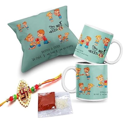 Delberto Rakhi Rakhi for Brother Most Awesome Bro Printed Mug Gift Set of Mug 330ml Gift Best Rakhi Gift for Brother Rakhi for Brother (Most Awesome BRO-Mug-Rakhi-Card)