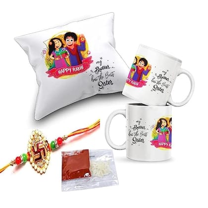 Delberto Rakhi Rakhi for Brother Most Awesome Bro Printed Mug Gift Set of Mug 330ml Gift Best Rakhi Gift for Brother Rakhi for Brother (Most Awesome BRO-Mug-Rakhi-Card)