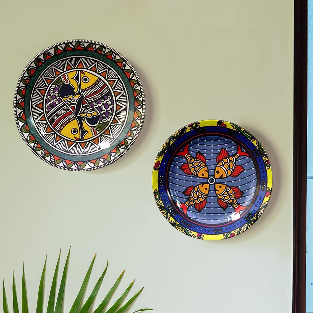 Hanging plate decorative plate Wall Hanging Ceramic Decorative Combo Plates 8"&10" - 2 pcs Set|