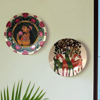 Hanging plate decorative plate Wall Hanging Ceramic Decorative Combo Plates 8"&10" - 2 pcs Set|