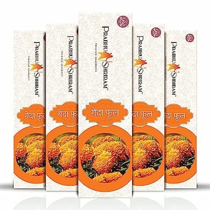 PRABHU SHRIRAM Marigold-Genda phool Incense Sticks Agarbatti 100% charcoal free pack-5 Nature Inspired Fragrance