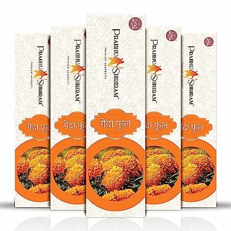 PRABHU SHRIRAM Marigold-Genda phool Incense Sticks Agarbatti 100% charcoal free pack-5 Nature Inspired Fragrance