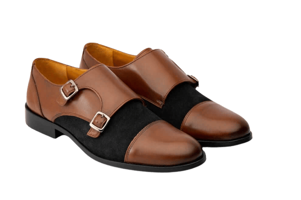 HILL BIRD Roln Black & Brown Monkstrap Shoes