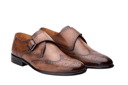 HILL BIRD Minst Brown Handpainted Monkstrap Shoes