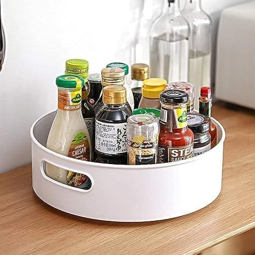 Cookzella Portible 360 Rotating Kitchen Organiser Tray/Kitchen Organizer/Multi- Function Rotating Tray/Cosmetics Organizer (Multi-Color,Pack of 1).