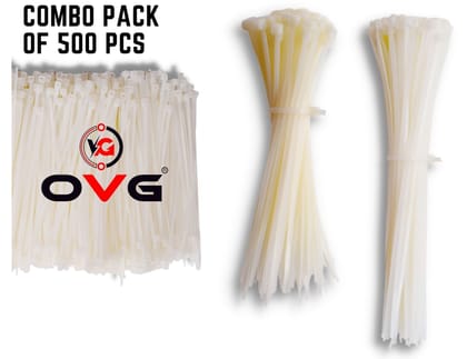 OVG Cable ties nylon teeth grip self locking ties combo 500 pcs (4 inch 300 pcs 6 inch 100 pcs 8 inch 100 pcs) zip wire fastener organizer tie