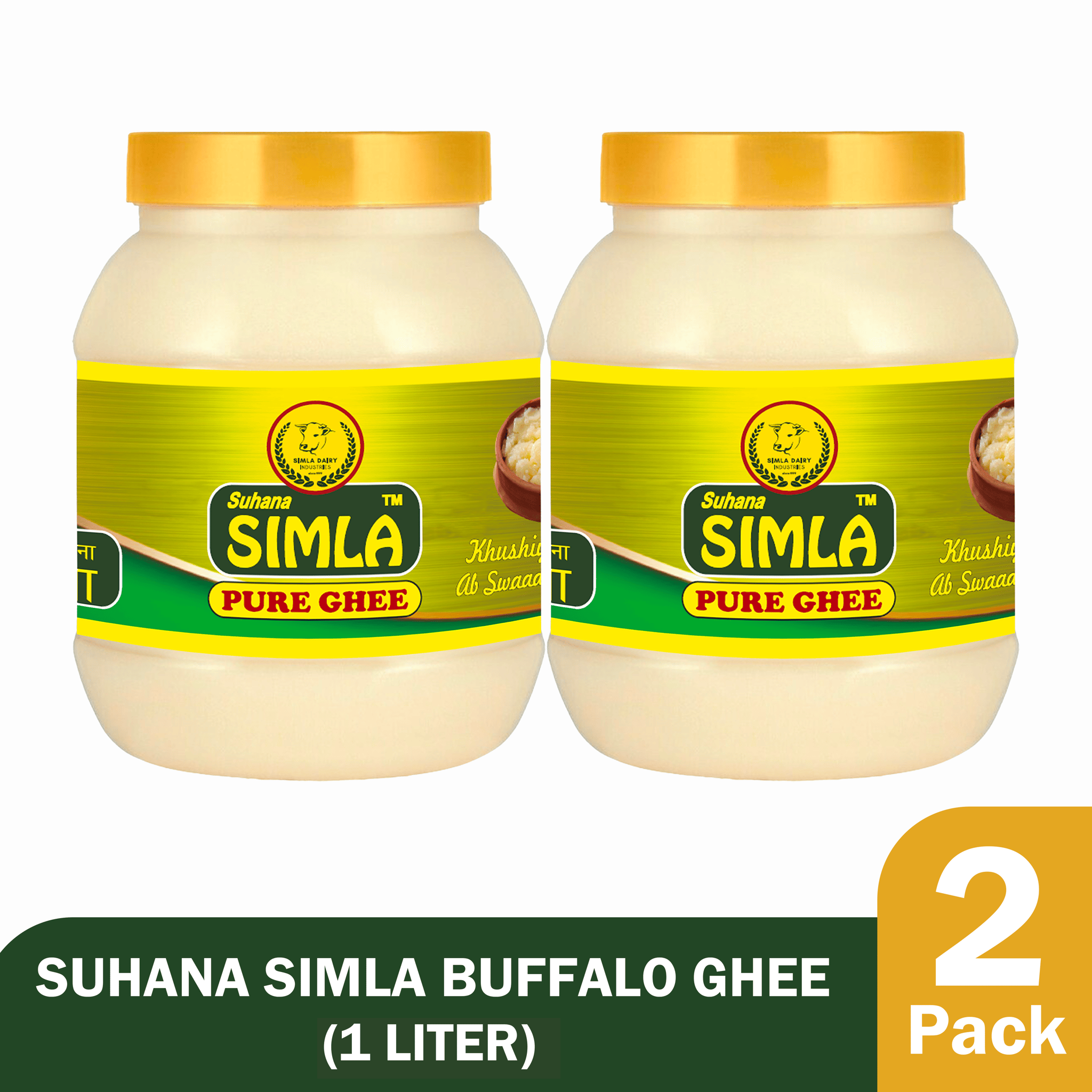 Suhana Simla Premium 1 Liter Danedar Buffalo Ghee | Pure Buffalo Ghee (PACK OF 2)