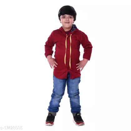 Boys Slim Fit Solid Casual Shirt