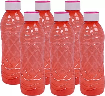 Plastic 6 Pieces Fridge Water Bottle Set- 1000 ML (Red) -CTLTC11681 1000 ml Bottle  (Pack of 6, Multicolor, Plastic)