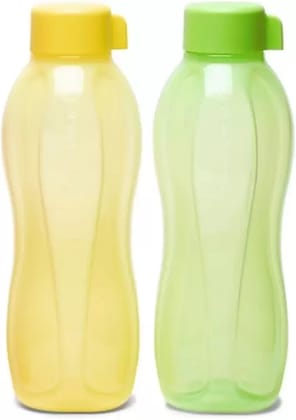 aquasafe bottle 1000 ml Bottle  (Pack of 2, Green, Yellow, Plastic)