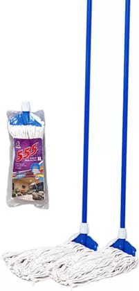 Monkey 555 Premium Clip Mop XL - Pack of 2 Wet & Dry Mop  (Blue)