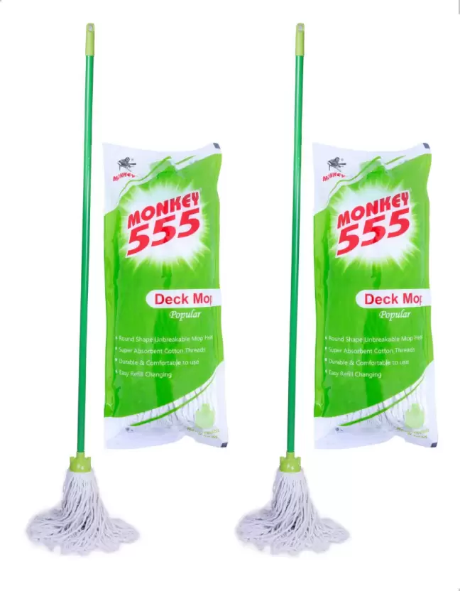 Monkey 555 Deck Mop-2 Mop Set  (Green)