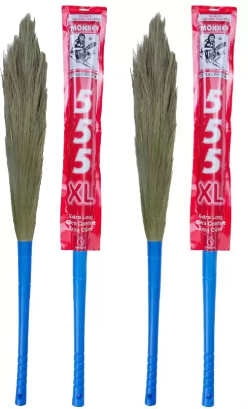 Monkey 555 XL Pack of 2 Grass Dry Broom  (Blue, 2 Units)