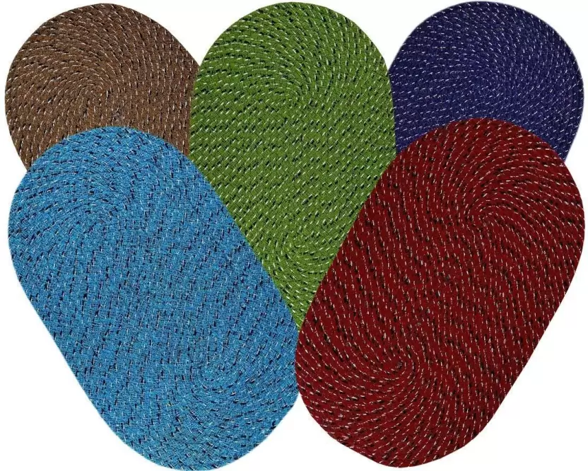 Cotton Door Mat  (Multicolor, Small, Pack of 5)