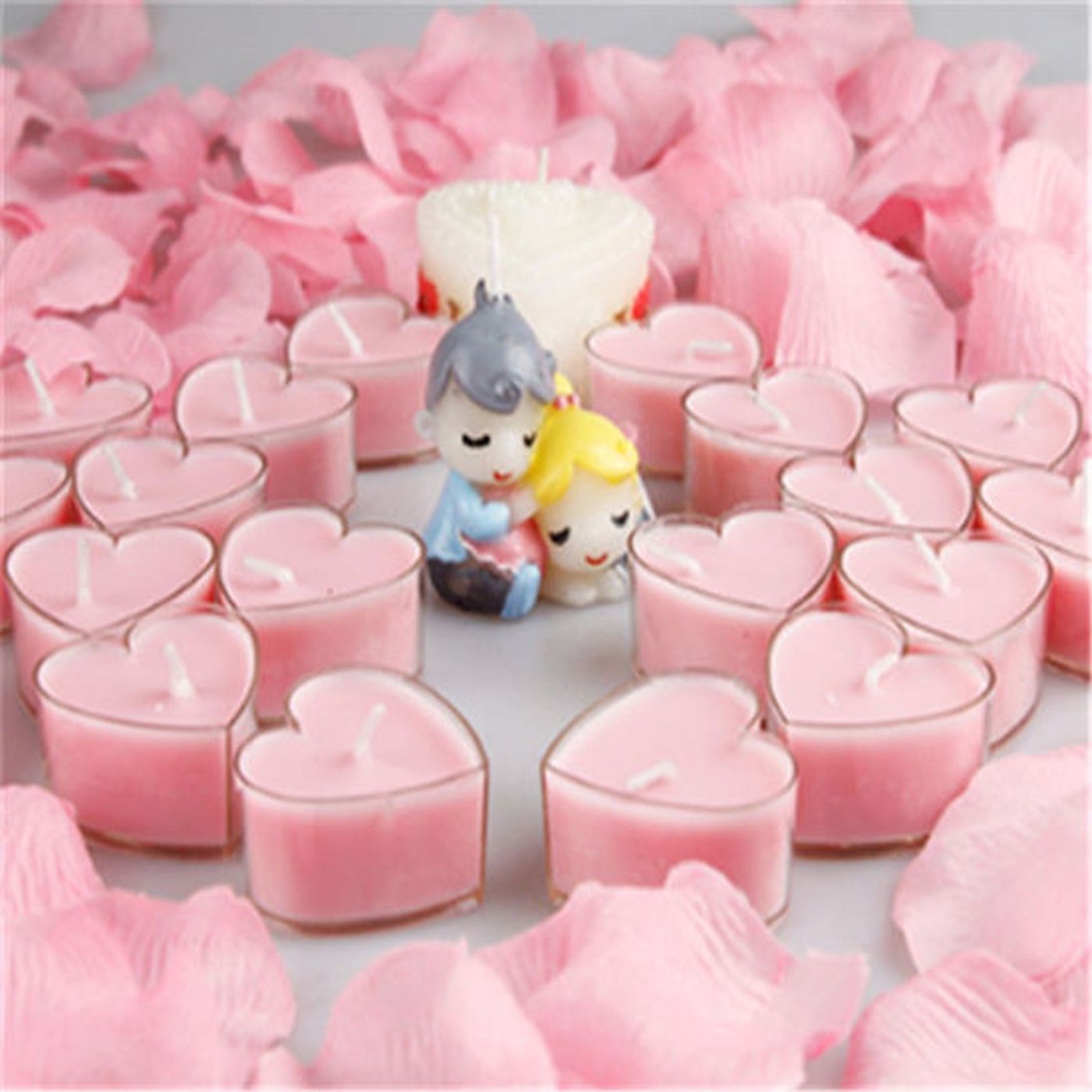 AuraDecor Heart Shape Fragrance Tealight Candles Burning Time 4 to 5 Hours (20, Pink Rose)…