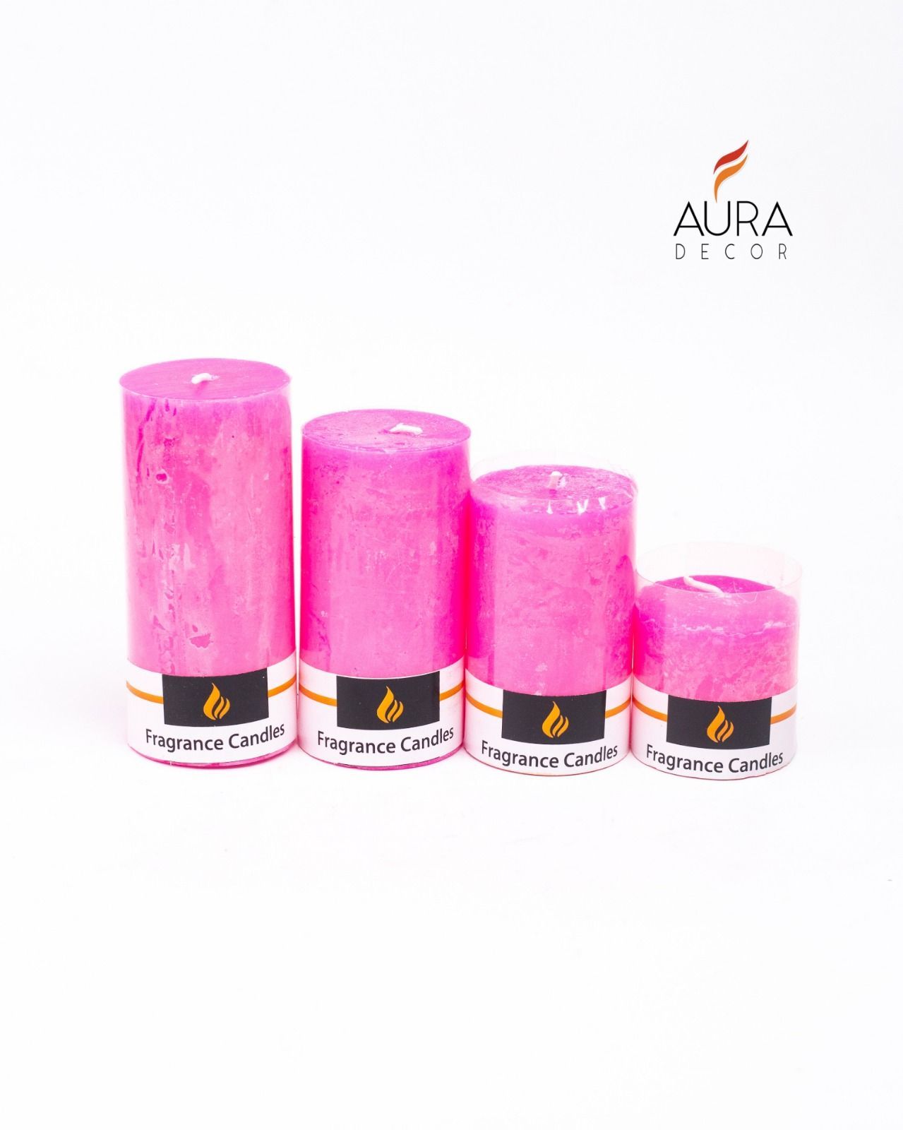 AuraDecor Set of 4 Pillar Candles Marble Finish Rose Fragrance (Size 2*2, 2*3, 2*4 and 2*5 Inch)…