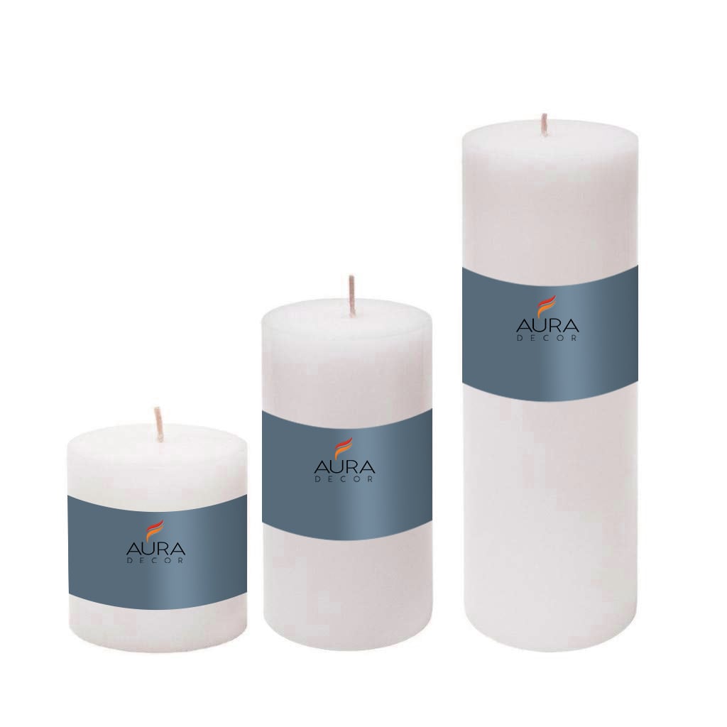 AuraDecor Unscented White Pillar Candle Set - 2x2 Inch, 2x4 Inch, and 2x6 Inch (Set of 3): Classic Home Decor Essential