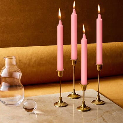 AuraDecor Classic Unscented Pink Stick Candle Set - Pack of 20 | Elegant and Versatile Décor | Long-Lasting Burn