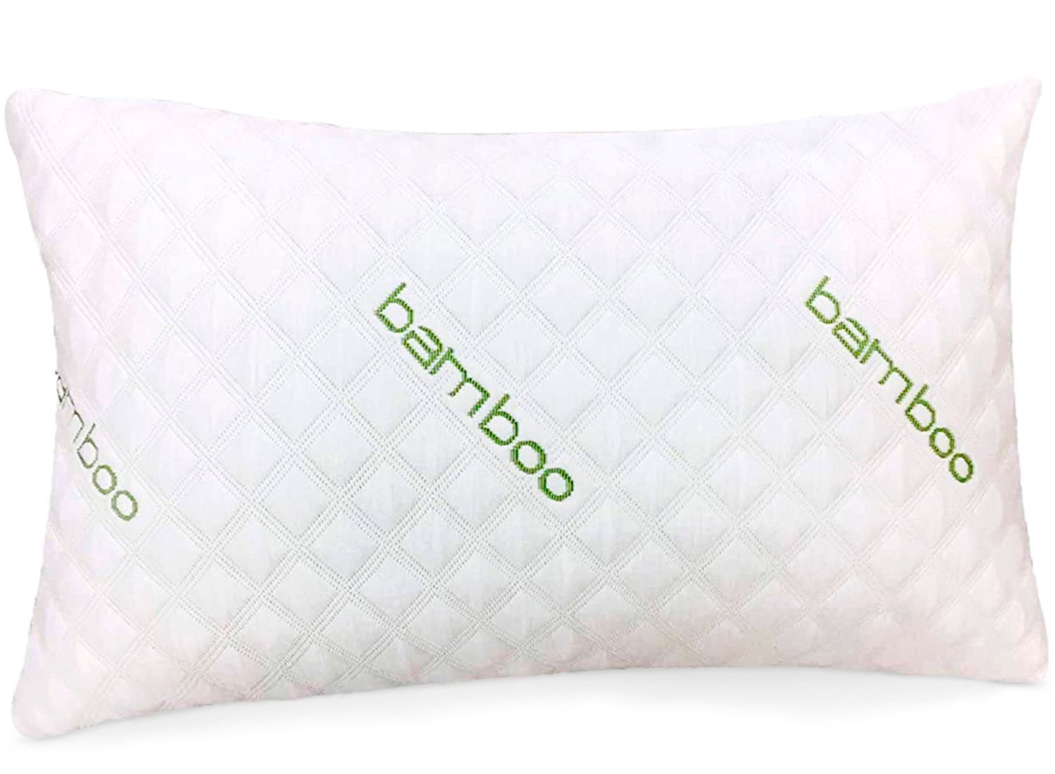 Sleepsia Supersoft Kids Pillows - 12"X18" X2" Breathable Bamboo Pillows for Sleeping - Ultra Supportive Shredded Memory Foam Premium Fill Toddler Pillows, Green White