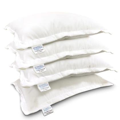 Sleepsia Microfiber Bed Pillow for Sleeping - Ultra Soft Bed Pillows for Side, Front and Back Sleepers, 24" X 16" X 5" (White, Pack of 4)